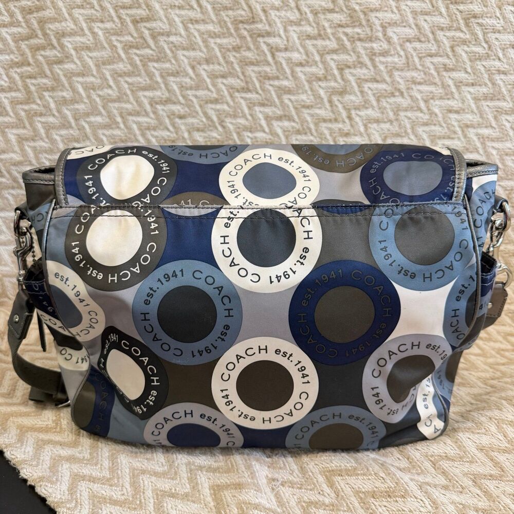 Coach Signature Snaphead F18377 Blue Multifunction Diaper Baby Messenger Bag - Picture 5 of 12